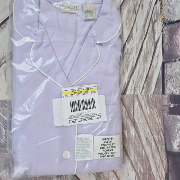 Vintage NOS LL Bean Large Pale Violet Pajama Set Cotton - Picture 6 of 10
